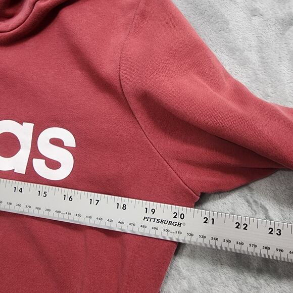 Adidas Sweatshirt Womens L Red Essentials Linear Pullover Hoodie Athleisure - Picture 6 of 8